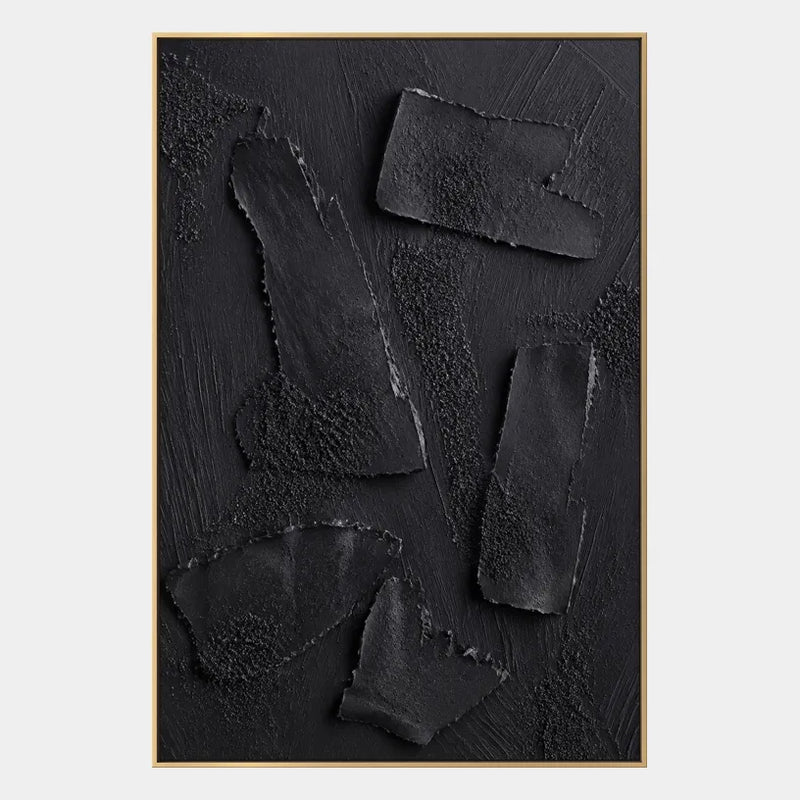Pittura a olio astratta e concettuale Wabi-Sabi con segni astratti stratificati, consistenza e movimento pittorico espressivo in una tavolozza in bianco e nero.