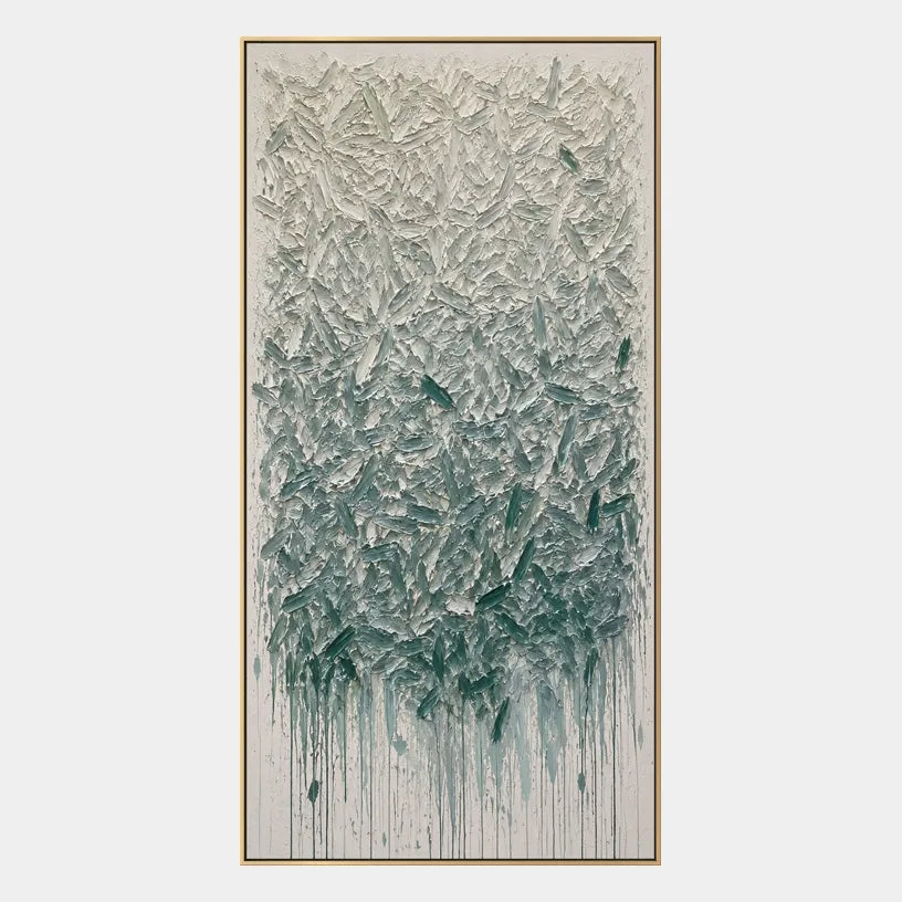 Wabi-Sabi abstract oil painting showing layered abstract marks, texture and expressive painterly movement in a grey palette.