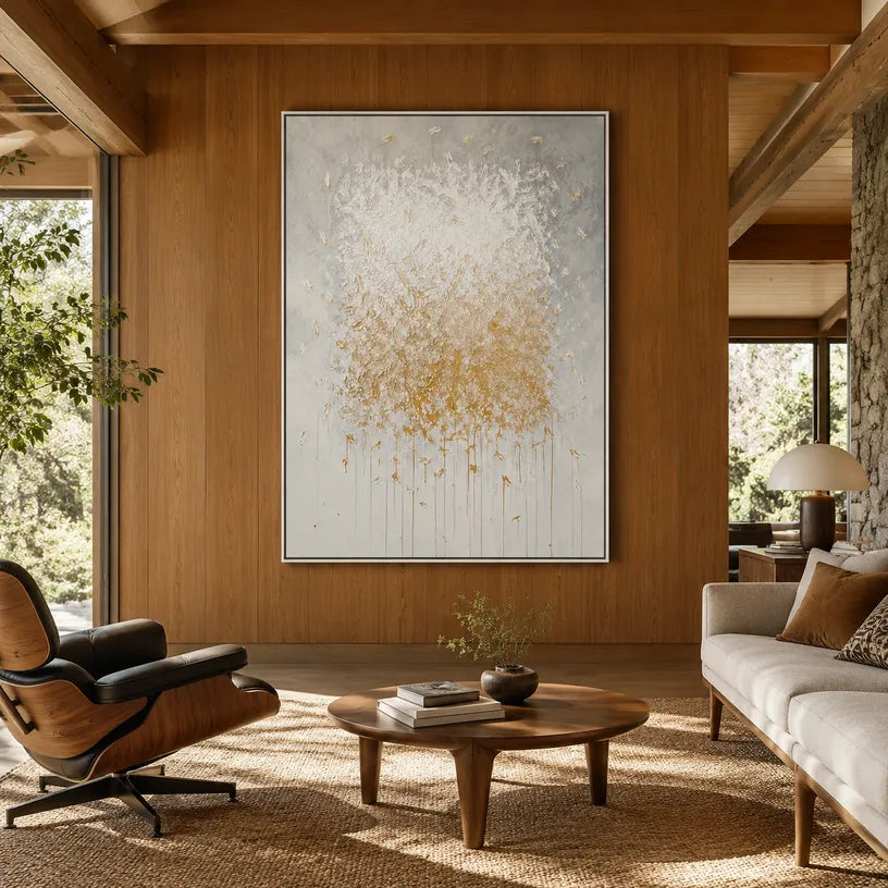 Wabi-Sabi abstract oil painting showing layered abstract marks, texture and expressive painterly movement in a grey palette.