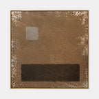 Wabi-Sabi abstract oil painting showing layered abstract marks, texture and expressive painterly movement in a brown palette.