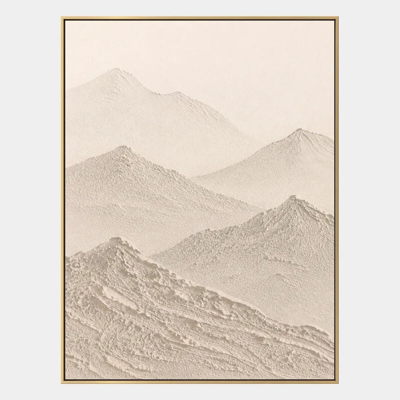Wabi-Sabi-Ölgemälde „Landschaften, Seestücke und Stadtansichten“ mit einer stimmungsvollen Landschafts-, Seestücks- oder Stadtkomposition in einer beigen Palette.