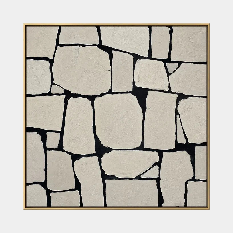 Wabi-Sabi abstract oil painting showing layered abstract marks, texture and expressive painterly movement in a grey palette.