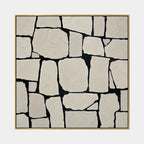 Wabi-Sabi abstract oil painting showing layered abstract marks, texture and expressive painterly movement in a grey palette.