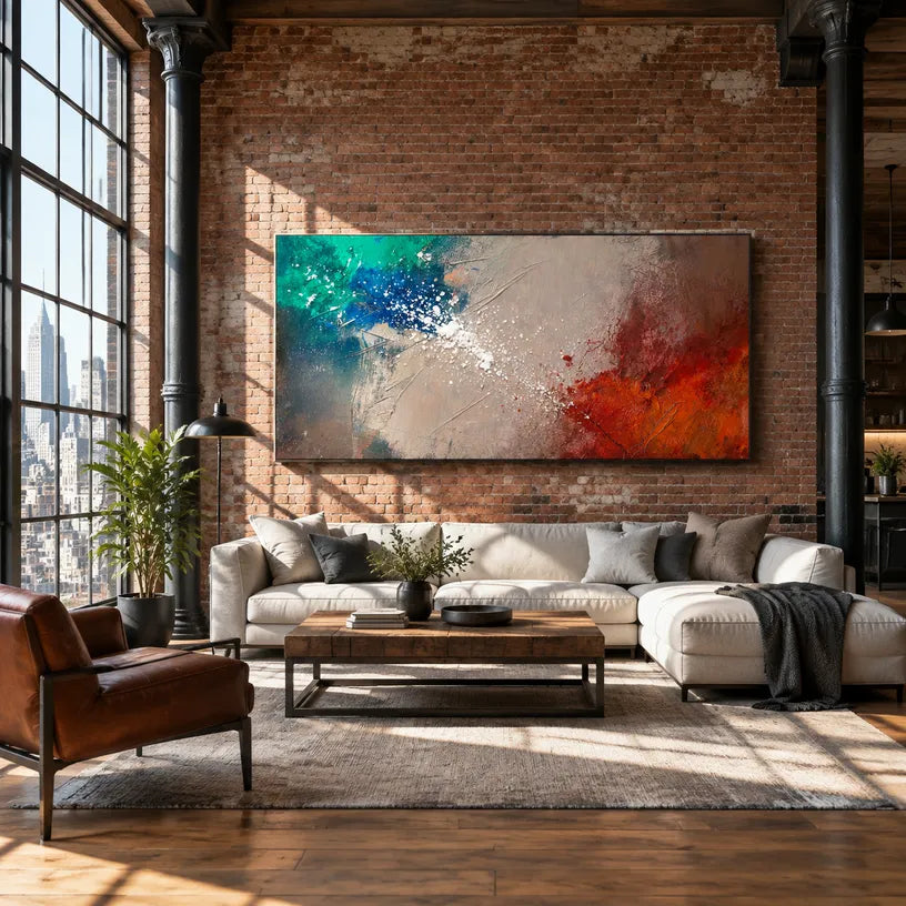 Wabi-Sabi abstract oil painting showing layered abstract marks, texture and expressive painterly movement in a brown palette.