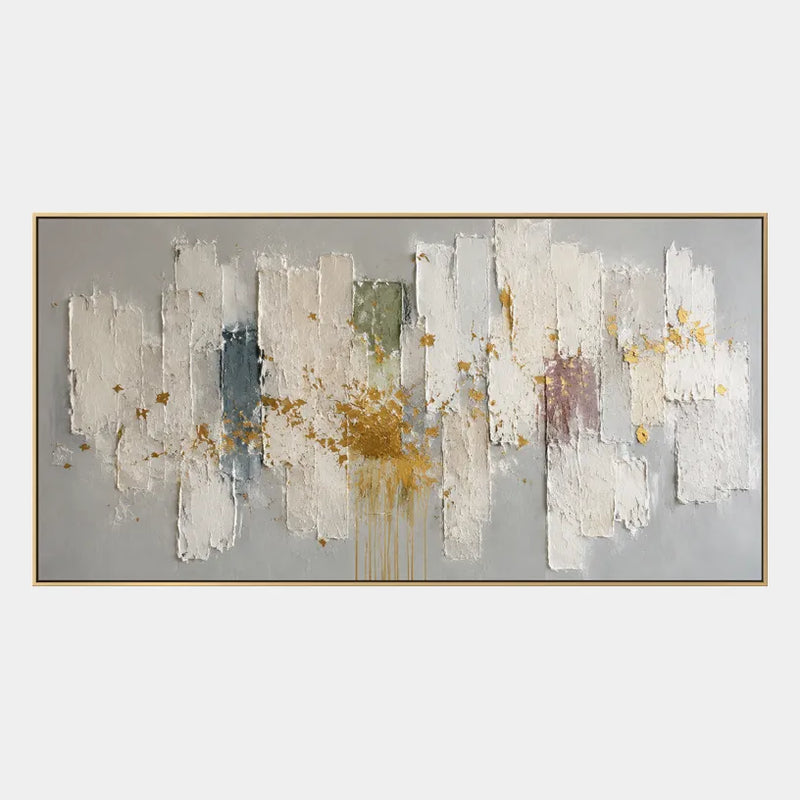 Peinture à l'huile abstraite et conceptuelle Wabi-Sabi présentant des marques abstraites superposées, une texture et un mouvement pictural expressif dans une palette de gris.