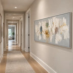 Wabi-Sabi abstract oil painting showing layered abstract marks, texture and expressive painterly movement in a grey palette.