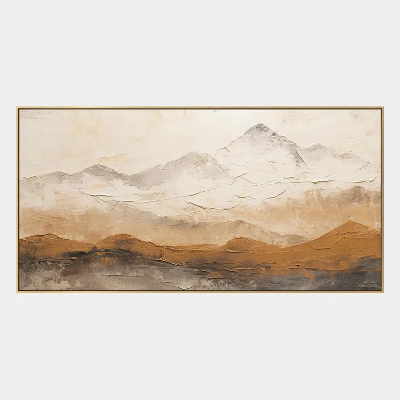 Wabi-Sabi abstract oil painting showing layered abstract marks, texture and expressive painterly movement in a beige palette.