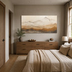 Wabi-Sabi abstract oil painting showing layered abstract marks, texture and expressive painterly movement in a beige palette.