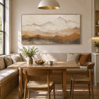 Wabi-Sabi abstract oil painting showing layered abstract marks, texture and expressive painterly movement in a beige palette.
