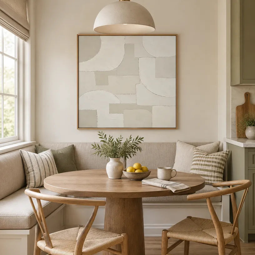 Wabi-Sabi abstract oil painting showing layered abstract marks, texture and expressive painterly movement in a grey palette.