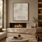 Wabi-Sabi abstract oil painting showing layered abstract marks, texture and expressive painterly movement in a grey palette.