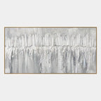 Wabi-Sabi abstract oil painting showing layered abstract marks, texture and expressive painterly movement in a grey palette.