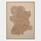 Wabi-Sabi abstract oil painting showing layered abstract marks, texture and expressive painterly movement in a brown palette.