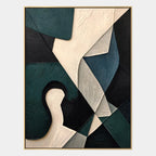 Wabi-Sabi abstract oil painting showing layered abstract marks, texture and expressive painterly movement in a black palette.