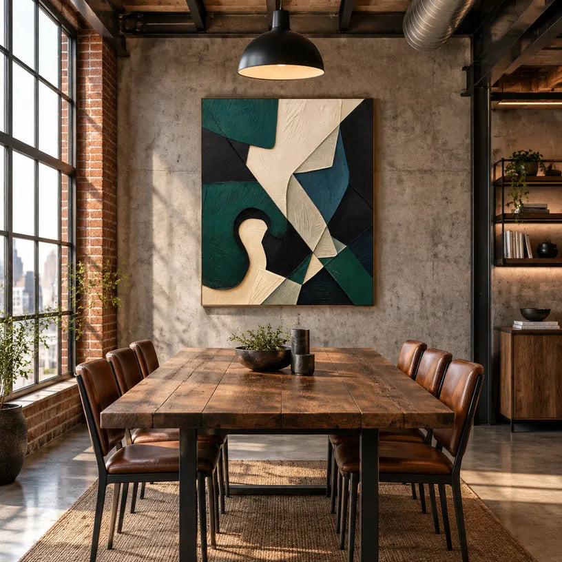 Wabi-Sabi abstract oil painting showing layered abstract marks, texture and expressive painterly movement in a black palette.