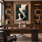 Wabi-Sabi abstract oil painting showing layered abstract marks, texture and expressive painterly movement in a black palette.