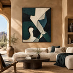 Wabi-Sabi abstract oil painting showing layered abstract marks, texture and expressive painterly movement in a black palette.