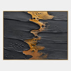 Wabi-Sabi abstract oil painting showing layered abstract marks, texture and expressive painterly movement in a black palette.