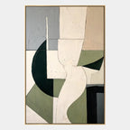 Wabi-Sabi abstract oil painting showing layered abstract marks, texture and expressive painterly movement in a beige palette.