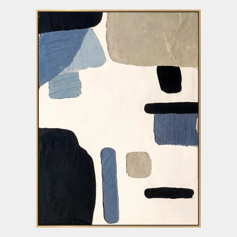 Wabi-Sabi abstract oil painting showing layered abstract marks, texture and expressive painterly movement in a black and white palette.