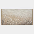 Wabi-Sabi Blumen-/Pflanzen- und Naturölgemälde mit botanischen Formen, Blumen oder natürlichen Elementen in einer malerischen Komposition in einer Beige-Palette.