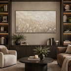 Wabi-Sabi abstract oil painting showing layered abstract marks, texture and expressive painterly movement in a brown palette.