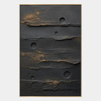Wabi-Sabi abstract oil painting showing layered abstract marks, texture and expressive painterly movement in a black palette.