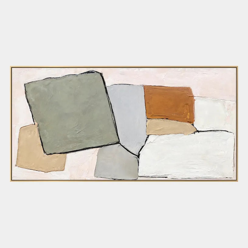 Wabi-Sabi abstract oil painting showing layered abstract marks, texture and expressive painterly movement.