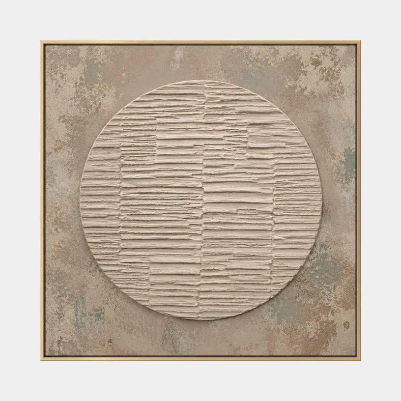 Wabi-Sabi abstract oil painting showing layered abstract marks, texture and expressive painterly movement in a brown palette.