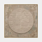 Wabi-Sabi abstract oil painting showing layered abstract marks, texture and expressive painterly movement in a brown palette.