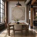 Wabi-Sabi abstract oil painting showing layered abstract marks, texture and expressive painterly movement in a brown palette.