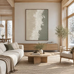 Wabi-Sabi abstract oil painting showing layered abstract marks, texture and expressive painterly movement in a brown palette.