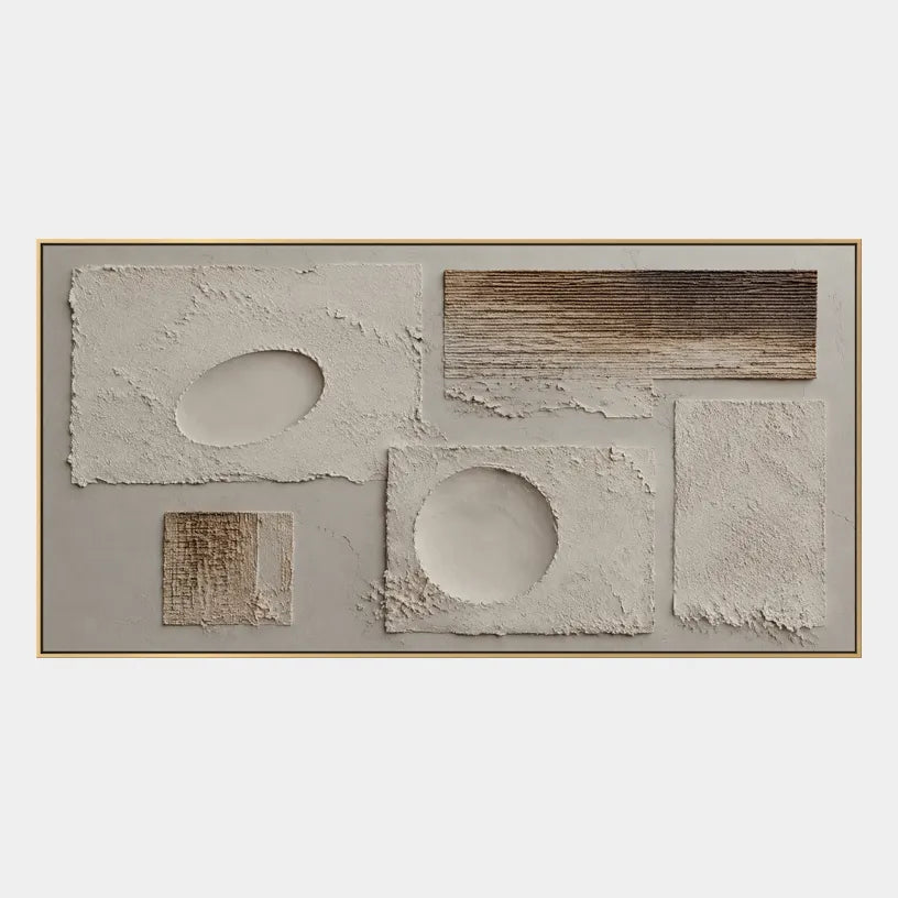 Wabi-Sabi abstract oil painting showing layered abstract marks, texture and expressive painterly movement in a brown palette.