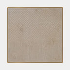 Wabi-Sabi abstract oil painting showing layered abstract marks, texture and expressive painterly movement in a brown palette.