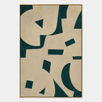 Wabi-Sabi abstract oil painting showing layered abstract marks, texture and expressive painterly movement in a beige palette.
