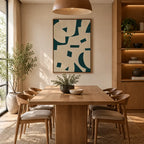 Wabi-Sabi abstract oil painting showing layered abstract marks, texture and expressive painterly movement in a beige palette.