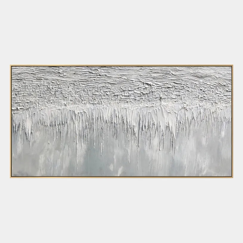 Wabi-Sabi abstract oil painting showing layered abstract marks, texture and expressive painterly movement in a grey palette.