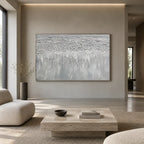 Wabi-Sabi abstract oil painting showing layered abstract marks, texture and expressive painterly movement in a grey palette.