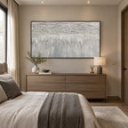 Wabi-Sabi abstract oil painting showing layered abstract marks, texture and expressive painterly movement in a grey palette.