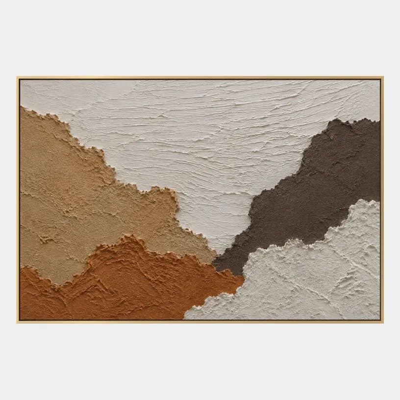 Wabi-Sabi abstract oil painting showing layered abstract marks, texture and expressive painterly movement in a brown palette.