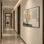 Wabi-Sabi abstract oil painting showing layered abstract marks, texture and expressive painterly movement in a beige palette.