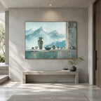 Wabi-Sabi abstract oil painting showing layered abstract marks, texture and expressive painterly movement.