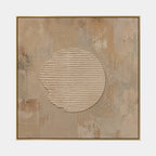 Wabi-Sabi abstract oil painting showing layered abstract marks, texture and expressive painterly movement in a brown palette.