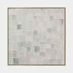 Wabi-Sabi abstract oil painting showing layered abstract marks, texture and expressive painterly movement in a grey palette.