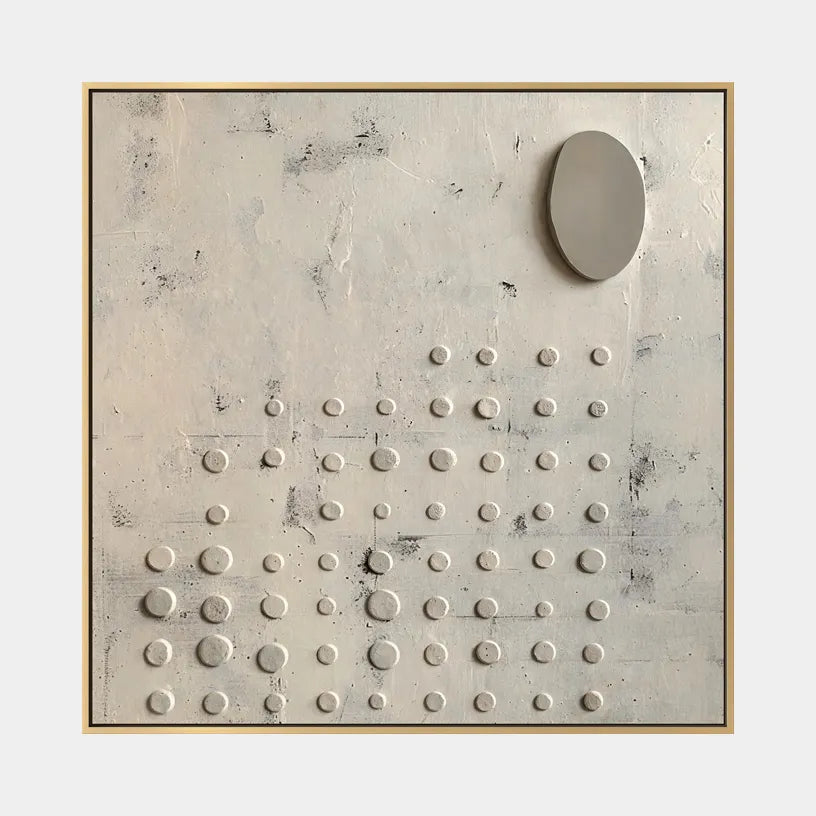 Wabi-Sabi abstract oil painting showing layered abstract marks, texture and expressive painterly movement in a grey palette.