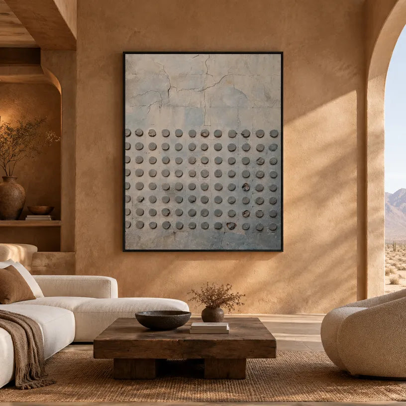 Wabi-Sabi abstract oil painting showing layered abstract marks, texture and expressive painterly movement in a brown palette.