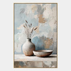 Wabi-Sabi abstract oil painting showing layered abstract marks, texture and expressive painterly movement in a grey palette.