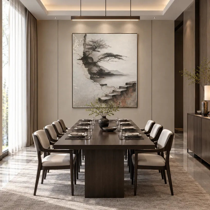 Wabi-Sabi abstract oil painting showing layered abstract marks, texture and expressive painterly movement in a grey palette.