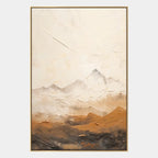 Wabi-Sabi abstract oil painting showing layered abstract marks, texture and expressive painterly movement in a beige palette.
