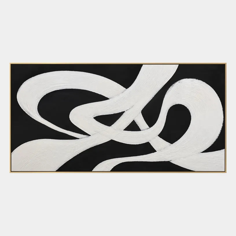 Wabi-Sabi abstract oil painting showing layered abstract marks, texture and expressive painterly movement in a black and white palette.